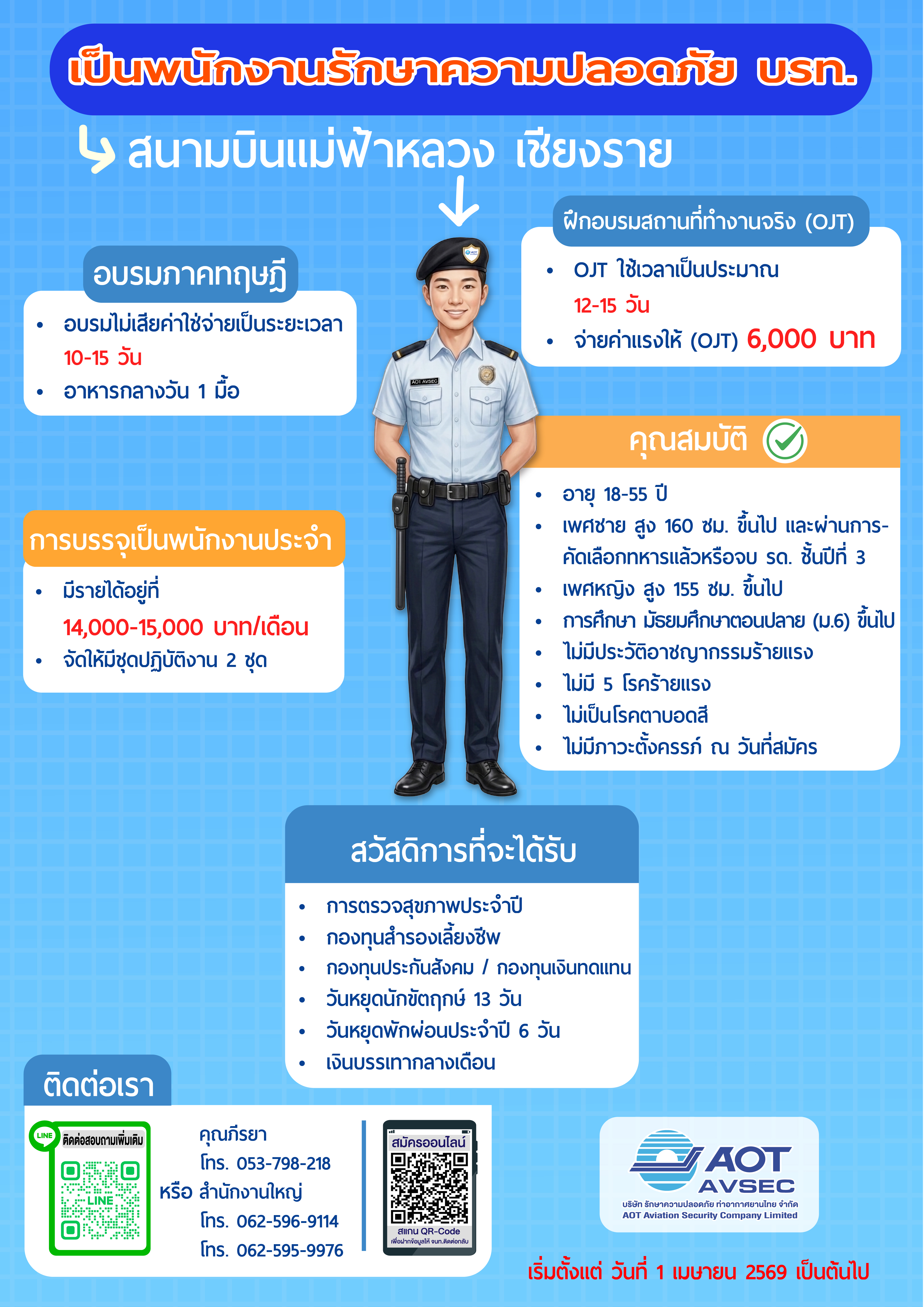 พนักงานรักษาความปลอดภัย สนามบินแม่ฟ้าหลวง เชียงราย