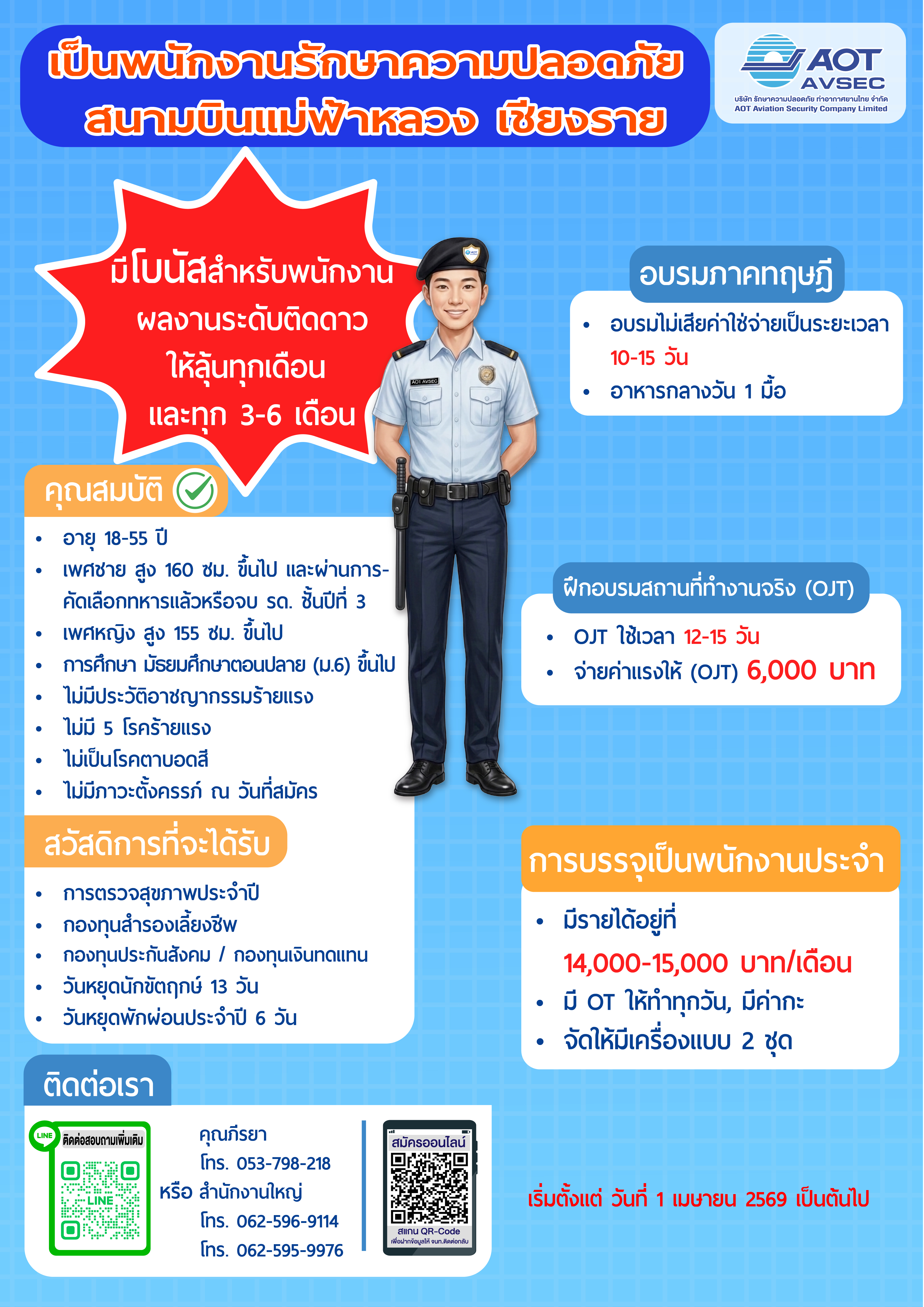 พนักงานรักษาความปลอดภัย สนามบินแม่ฟ้าหลวง เชียงราย