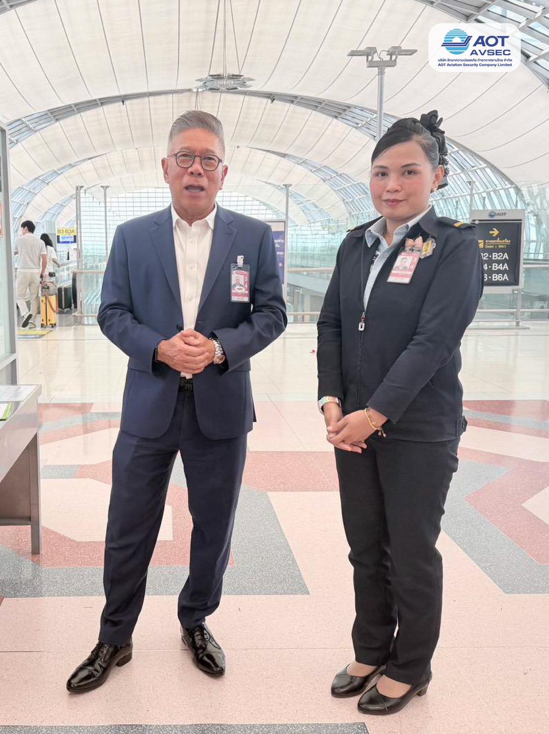 คุณกาญจน์ ทองใหญ่ รักษาการรองกรรมการผู้จัดการสายงานปฏิบัติการ (รก.รปก.) ได้เดินทางลงพื้นที่ภายในท่าอากาศยานสุวรรณภูมิ